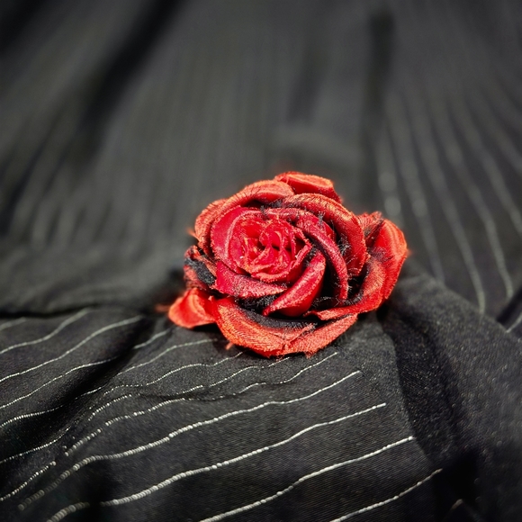 🆑️ Ruby Rox Pin Striped Dress | Black Red Rose Detail Prom 13 - Picture 13 of 16